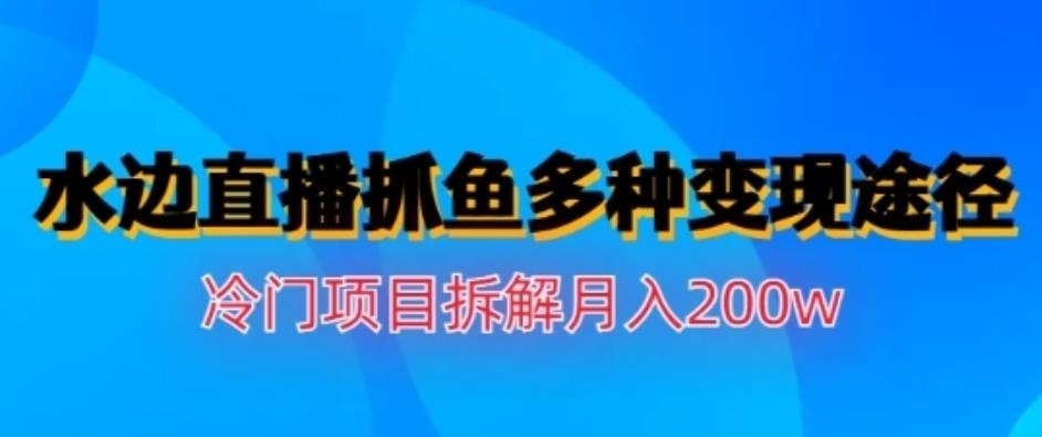 水边直播抓鱼，多种变现途径冷门项目，月入200w拆解【揭秘】-巴叔叔资源网