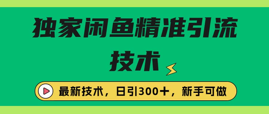 独家闲鱼引流技术，日引300＋实战玩法-巴叔叔资源网
