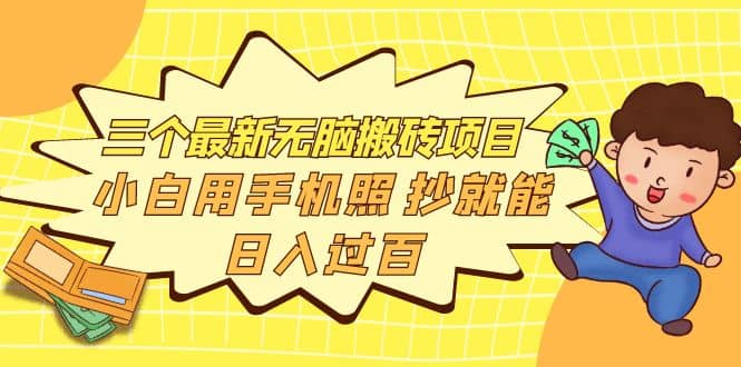 三个最新无脑搬砖项目，小白用手机照抄就能日入过百-巴叔叔资源网