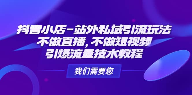 抖音小店-站外私域引流玩法：不做直播，不做短视频，引爆流量技术教程-巴叔叔资源网