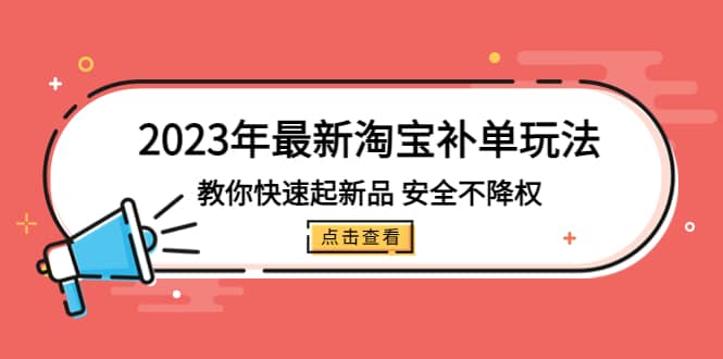 2023年最新淘宝补单玩法，教你快速起·新品，安全·不降权（18课时）-巴叔叔资源网