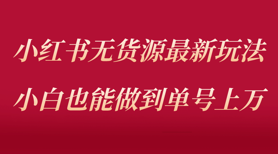 小红书无货源最新螺旋起号玩法，电商小白也能做到单号上万（收费3980）-巴叔叔资源网