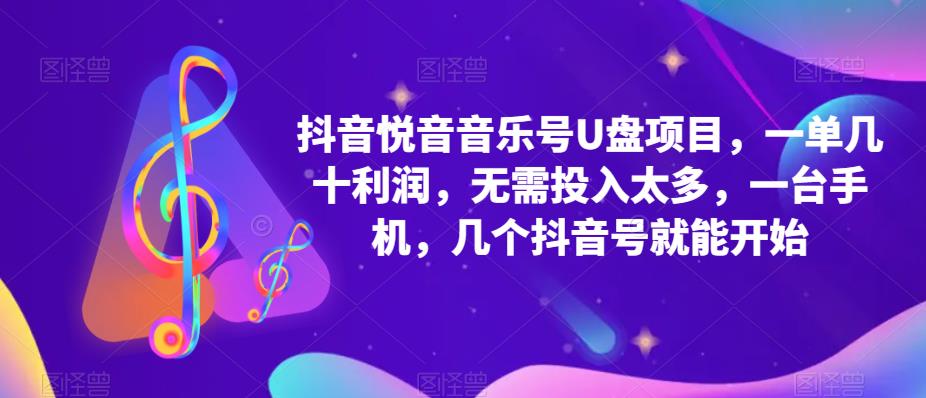 抖音音乐号U盘项目 一单几十利润 无需投入太多 一台手机 几个抖音号就开始-巴叔叔资源网