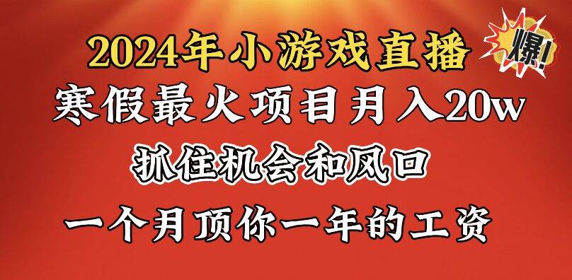 2024年寒假爆火项目，小游戏直播月入20w+，学会了之后你将翻身-巴叔叔资源网