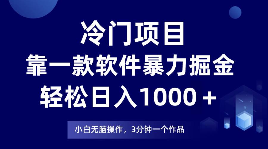 冷门项目靠一款软件，暴力掘金日入1000＋，小白轻松上手-巴叔叔资源网