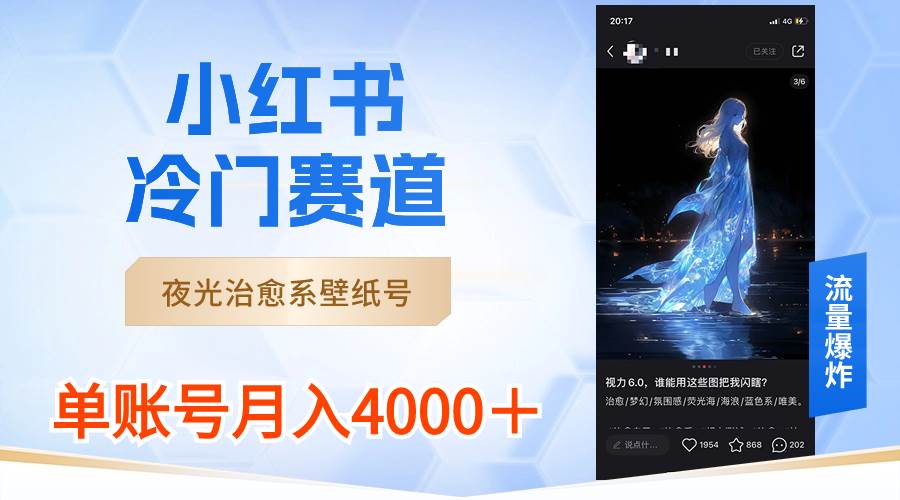小红书冷门赛道，夜光治愈系壁纸号，单号月入4000＋-巴叔叔资源网