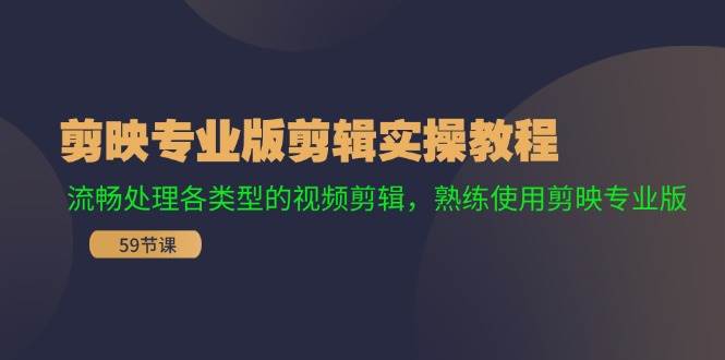 剪映专业版剪辑实操教程：流畅处理各类型的视频剪辑，熟练使用剪映专业版-巴叔叔资源网