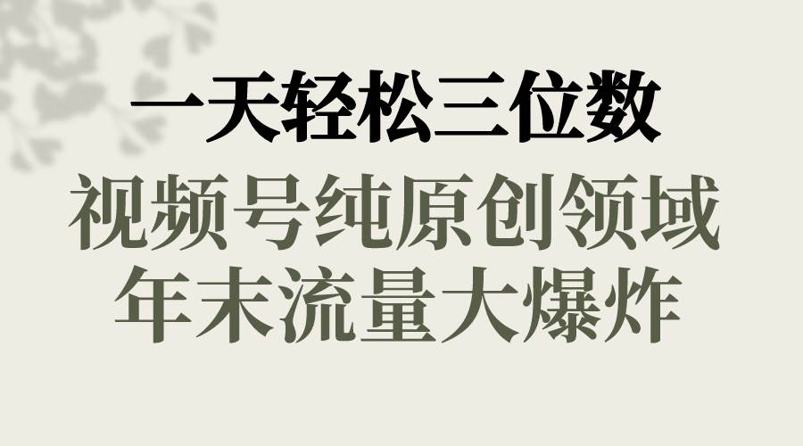 一天轻松三位数，视频号纯原创领域，春节童子送祝福，年末流量大爆炸-巴叔叔资源网