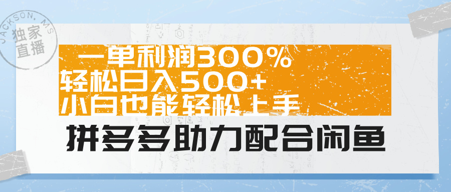 拼多多助力配合闲鱼 一单利润300% 轻松日入500+ 小白也能轻松上手！-巴叔叔资源网