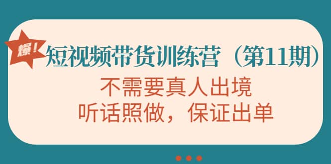 短视频带货训练营（第11期），不需要真人出境，听话照做，保证出单-巴叔叔资源网