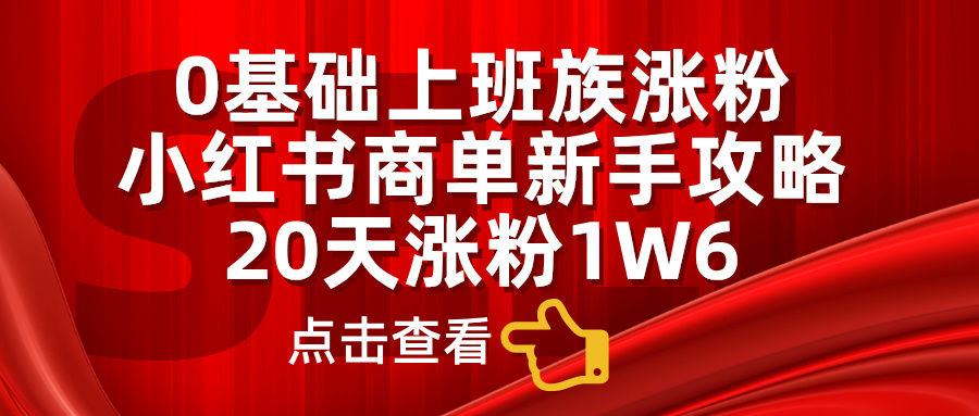 0基础上班族涨粉，小红书商单新手攻略，20天涨粉1.6w-巴叔叔资源网