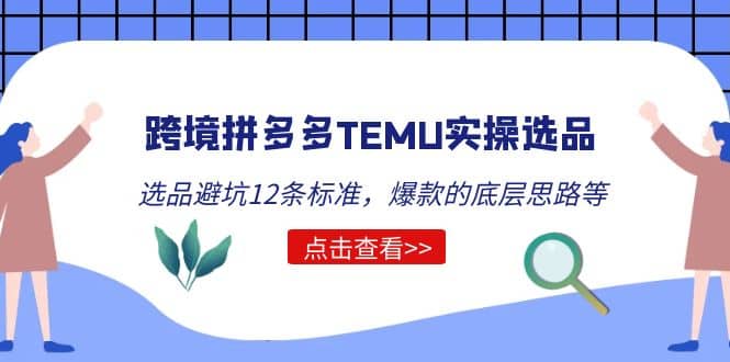 跨境拼多多TEMU实操选品运营方法，选品避坑12条标准，爆款的底层思路等-巴叔叔资源网