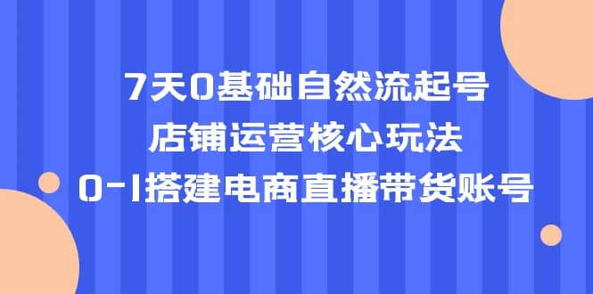 7天0基础自然流起号，店铺运营核心玩法，0-1搭建电商直播带货账号-巴叔叔资源网