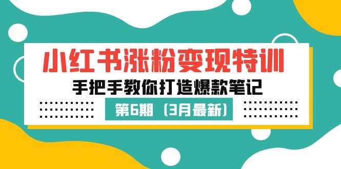 小红书涨粉变现特训·第6期，手把手教你打造爆款笔记（3月新课）-巴叔叔资源网