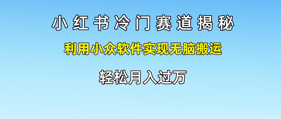 小红书冷门赛道揭秘,轻松月入过万，利用小众软件实现无脑搬运，-巴叔叔资源网