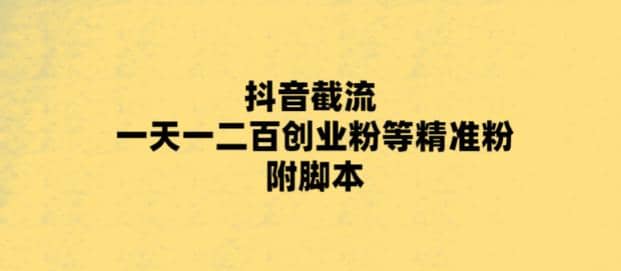 最新抖音截流玩法，一天轻松引流一二百创业精准粉-巴叔叔资源网