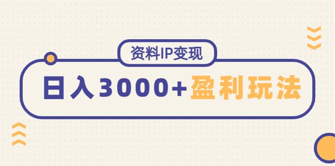 资料IP变现，持续性盈利玩法-巴叔叔资源网