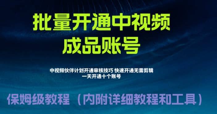 外面收费1980暴力开通中视频计划教程，附 快速通过中视频伙伴计划的办法-巴叔叔资源网