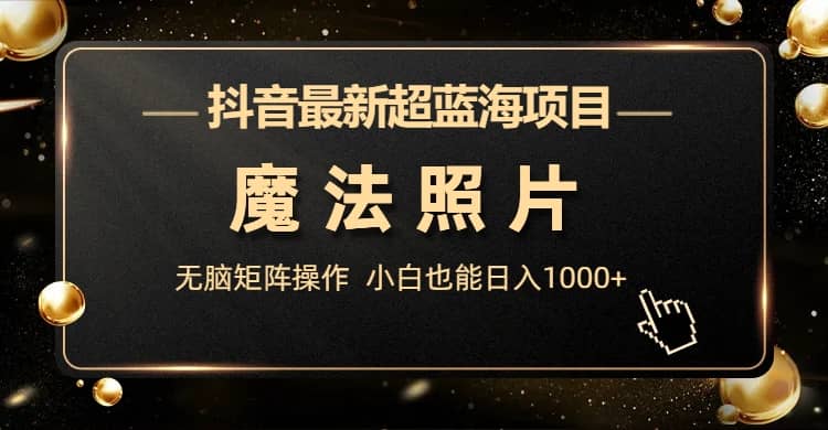 抖音最新超蓝海项目，魔法照片，无脑矩阵操作，小白也能日入1000+-巴叔叔资源网