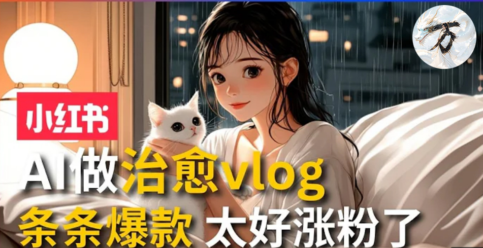 AI治愈系vlog动画视频，小红书7天 涨粉破千，商单报价1500+，0成本制作，日入2000+，有手就会 -巴叔叔资源网