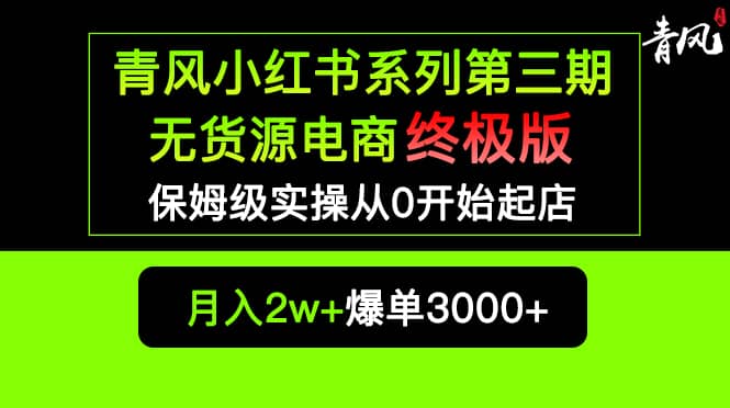 小红书无货源电商爆单终极版【视频教程+实战手册】保姆级实操从0起店爆单-巴叔叔资源网