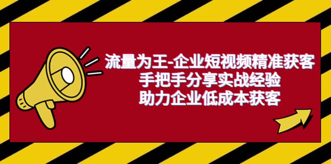 流量为王-企业 短视频精准获客，手把手分享实战经验，助力企业低成本获客-巴叔叔资源网
