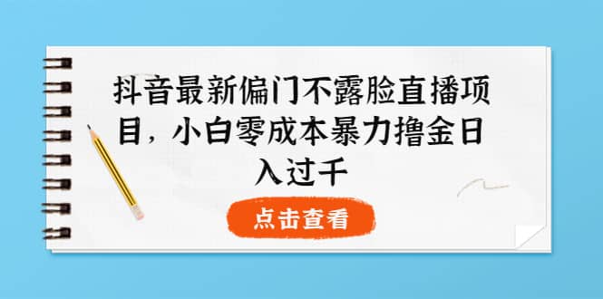抖音最新偏门不露脸直播项目，小白零成本暴力撸金日入1000+-巴叔叔资源网
