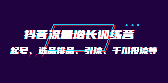 月销1.6亿实操团队·抖音流量增长训练营：起号、选品排品、引流 千川投流等-巴叔叔资源网
