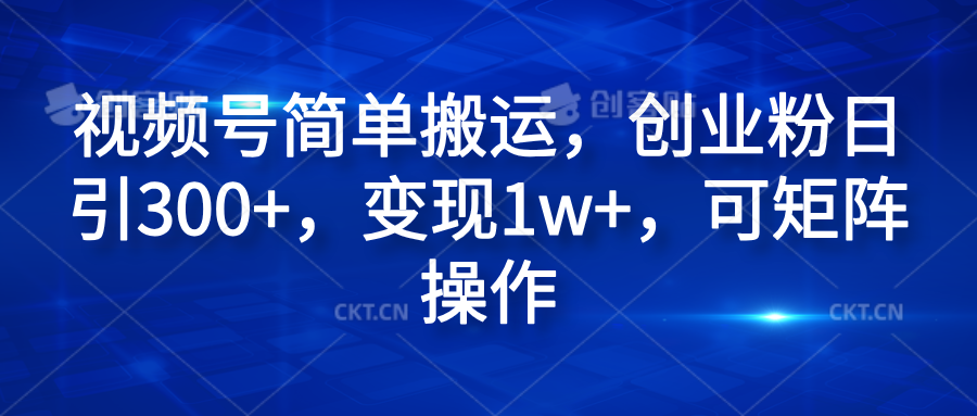 视频号简单搬运，创业粉日引300+，变现1w+，可矩阵操作-巴叔叔资源网