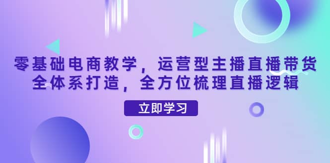 零基础电商教学，运营型主播直播带货全体系打造，全方位梳理直播逻辑-巴叔叔资源网