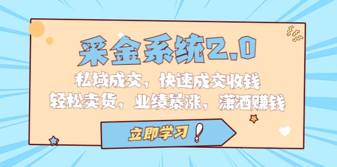 采金 系统2.0，私域成交，快速成交收钱，轻松卖货，业绩暴涨，潇洒赚钱-巴叔叔资源网