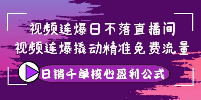 视频连爆日不落直播间，视频连爆撬动精准免费流量，日销千单核心盈利公式-巴叔叔资源网