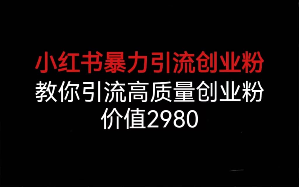 小红书暴力引流创业粉，教你引流高质量创业粉，价值2980-巴叔叔资源网