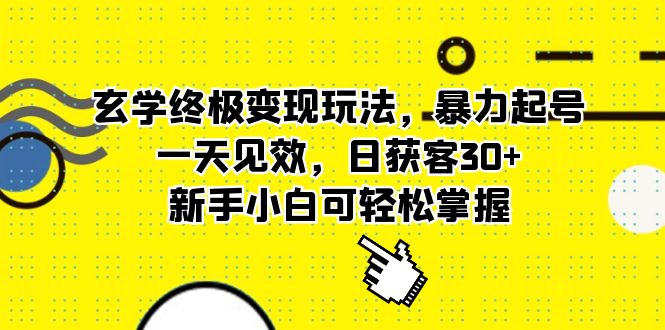 玄学终极变现玩法，暴力起号，一天见效，日获客30+，新手小白可轻松掌握-巴叔叔资源网
