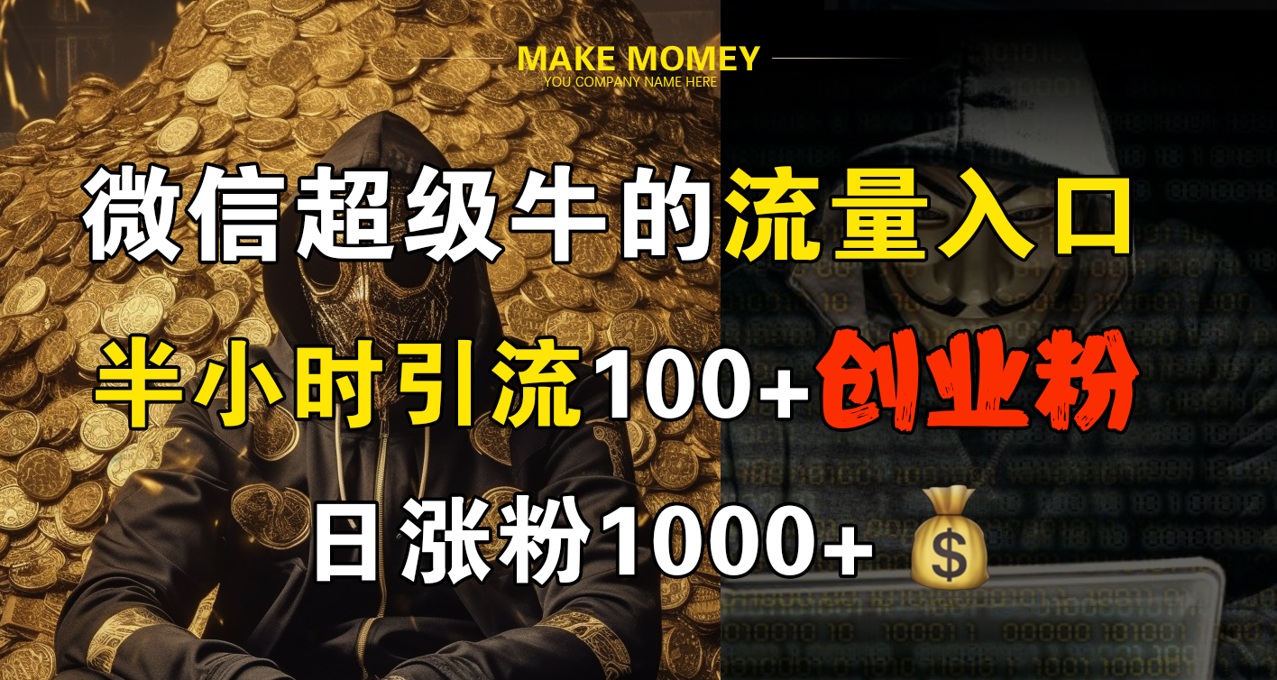 微信超级牛的流量入口，半小时引流100+创业粉，日涨粉1000+-巴叔叔资源网