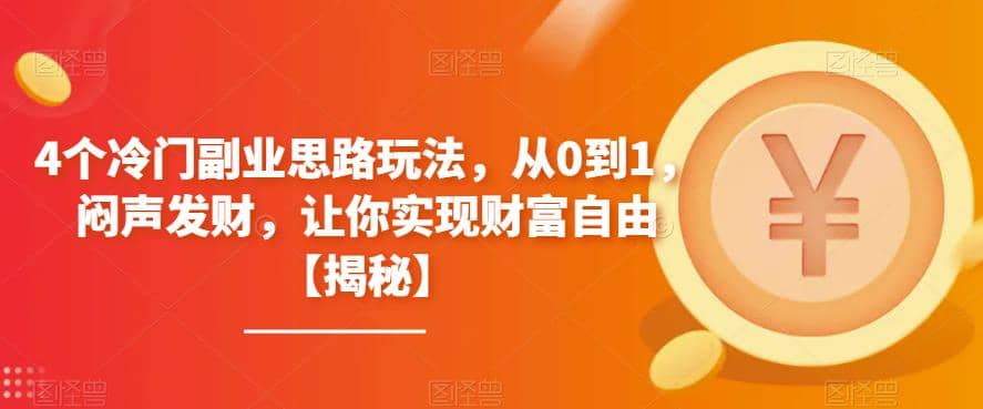 4个冷门副业思路玩法，从0到1，闷声发财，让你实现财富自由【揭秘】-巴叔叔资源网
