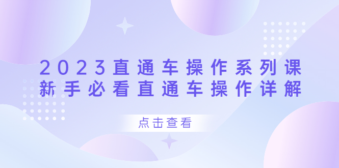 2023直通车操作 系列课，新手必看直通车操作详解-巴叔叔资源网
