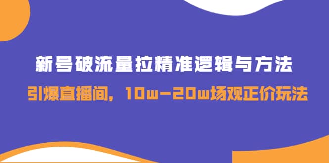 新号破流量拉精准逻辑与方法，引爆直播间，10w-20w场观正价玩法-巴叔叔资源网