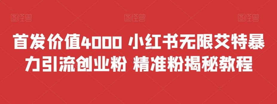 首发价值4000 小红书无限艾特暴力引流创业粉 精准粉揭秘教程-巴叔叔资源网