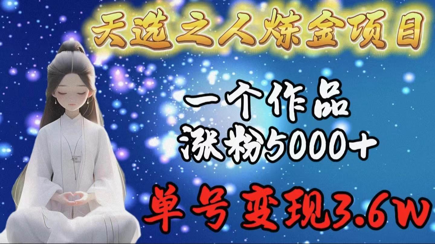 天选之人炼金项目，一个作品涨粉5000+，单号变现3.6w-巴叔叔资源网