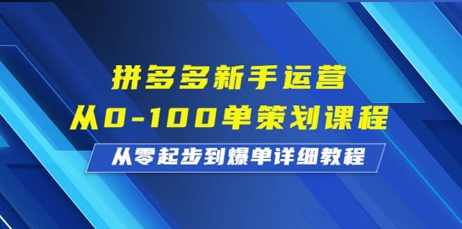 拼多多新手运营从0-100单策划课程，从零起步到爆单详细教程-巴叔叔资源网