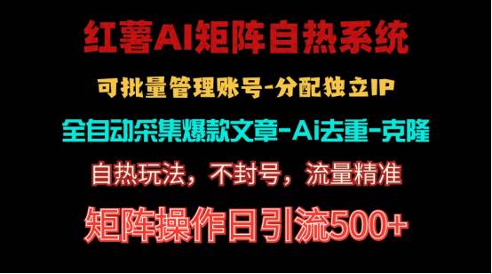 红薯矩阵自热系统，独家不死号引流玩法！矩阵操作日引流500+-巴叔叔资源网