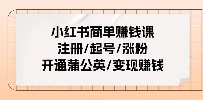小红书商单赚钱课：注册/起号/涨粉/开通蒲公英/变现赚钱（25节课）-巴叔叔资源网