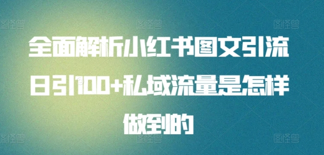 暴力引流 小红书图文引流日引100私域全面拆解【打粉人必看】-巴叔叔资源网