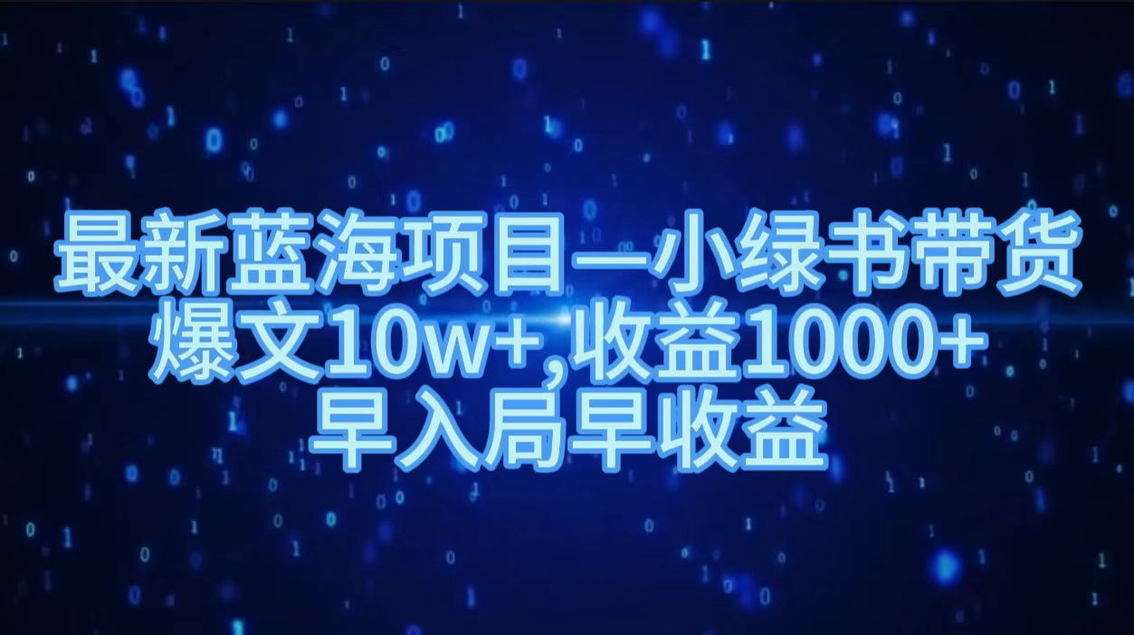 最新蓝海项目小绿书带货，爆文10w＋，收益1000＋，早入局早获益！！-巴叔叔资源网