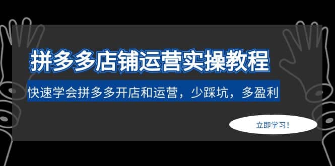 拼多多店铺运营实操教程：快速学会拼多多开店和运营，少踩坑，多盈利-巴叔叔资源网