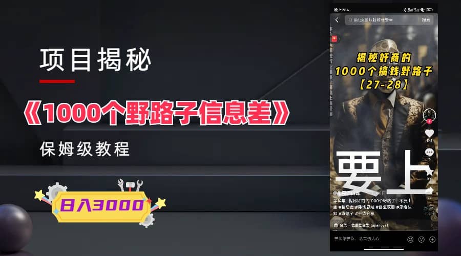 1000个野路子信息差保姆式教程-单日变现3000+的玩法解密-巴叔叔资源网