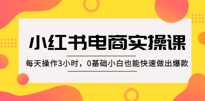 小红书·电商实操课：每天操作3小时，0基础小白也能快速做出爆款-巴叔叔资源网