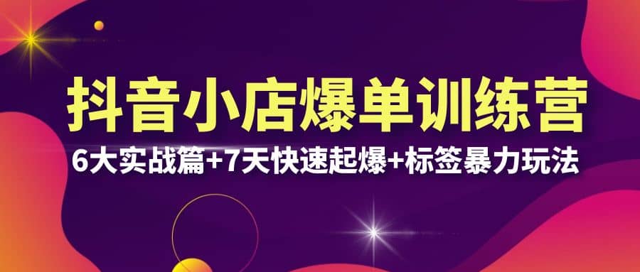 抖音小店爆单训练营VIP线下课：6大实战篇+7天快速起爆+标签暴力玩法(32节)-巴叔叔资源网