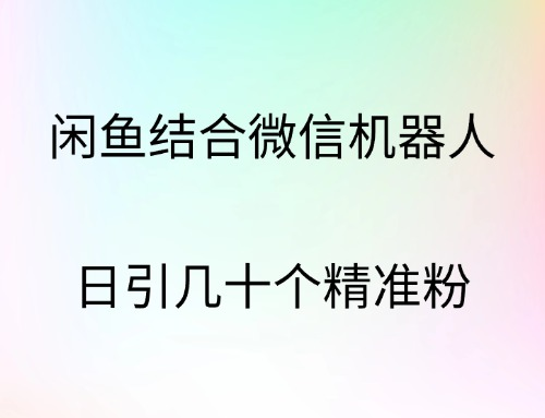 闲鱼结合微信机器人，日引几十个精准粉-巴叔叔资源网